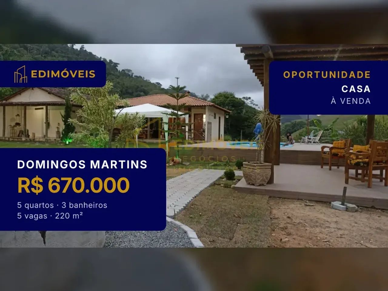 Linda Casa com 5 Quartos e Piscina em Domingos Martins