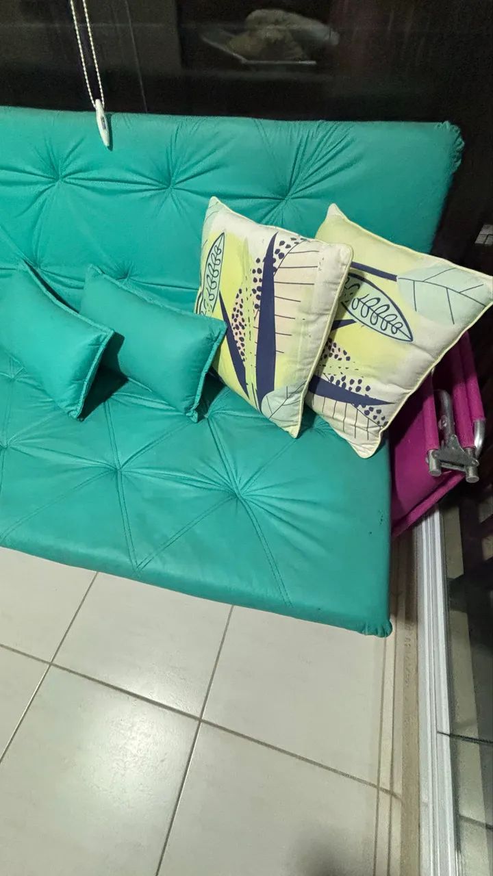 Sofá cama azul tiffany 700 reais  - Foto 5
