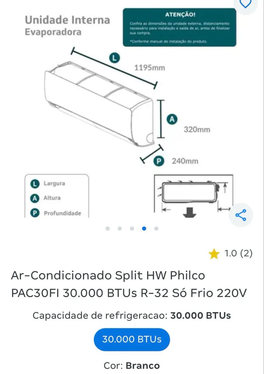 Ar-Condicionado Split HW Philco PAC30FI 30.000 BTUs  - Foto 2