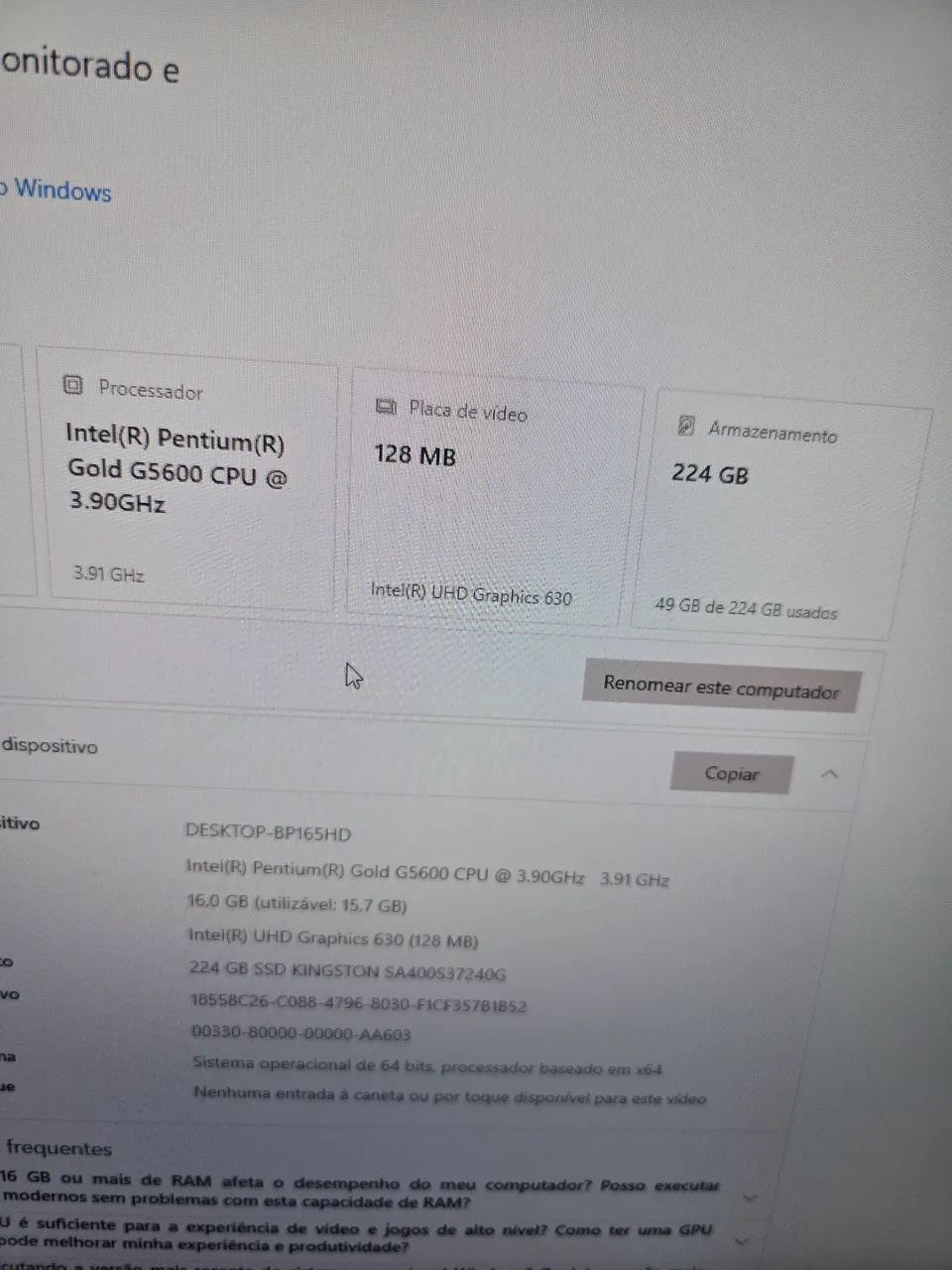 Computador Daten 8ª Geração, 8GB de Ram, SSD240GB - Foto 3