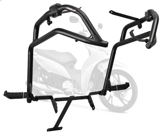 Protetor de Motor e Carenagem Coyote Preto com Pedais - Biz 125 - Ano 2011 até 2026