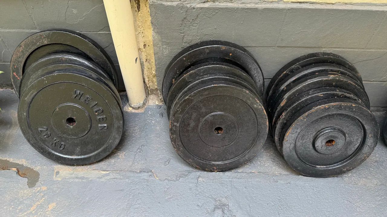 Anilha Vazada De Ferro Fundido Pintada 25kg 20kg 15kg