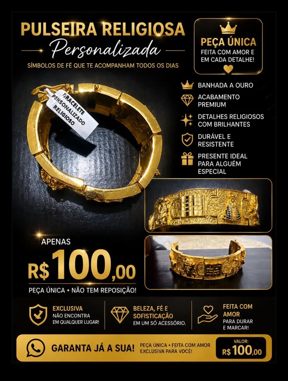 Bracelete banhado a ouro