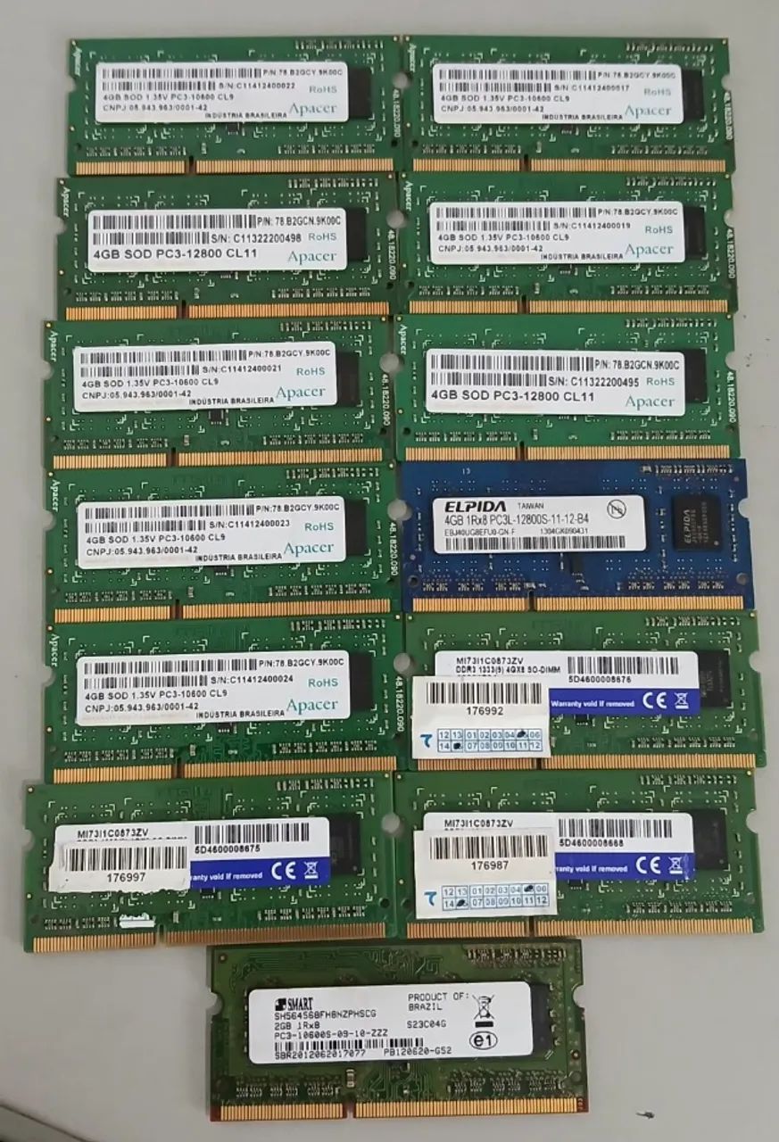 Lote memória dd3 4 gb
