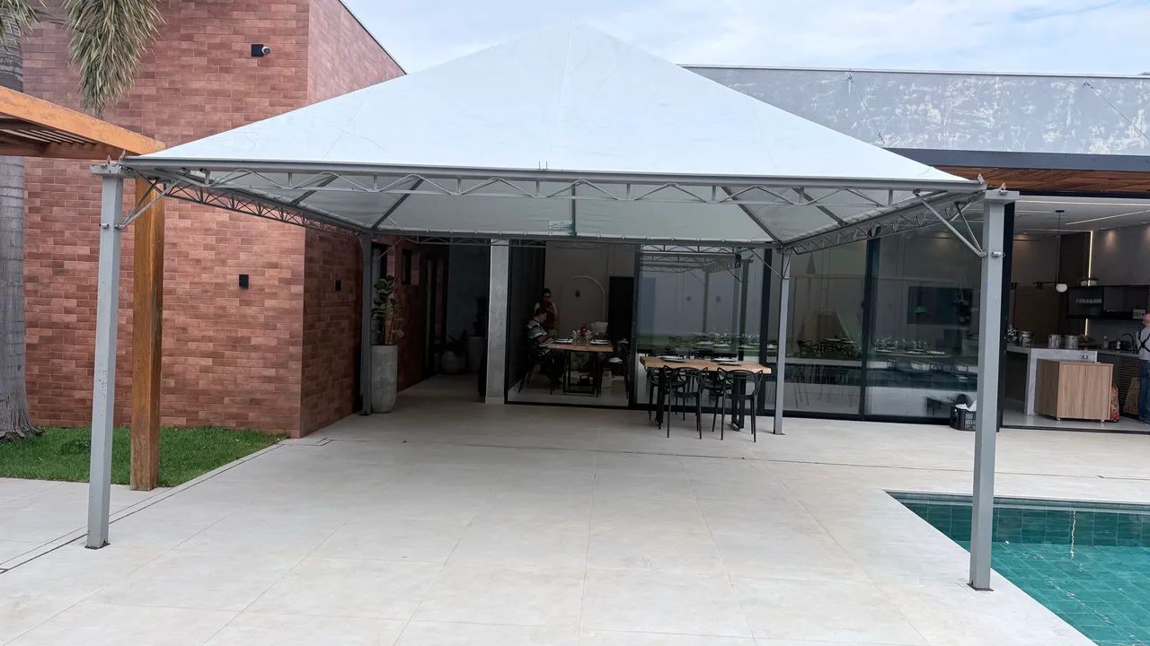 Tenda pirâmide 5x5 com calha reforçada semi nova  - Foto 5