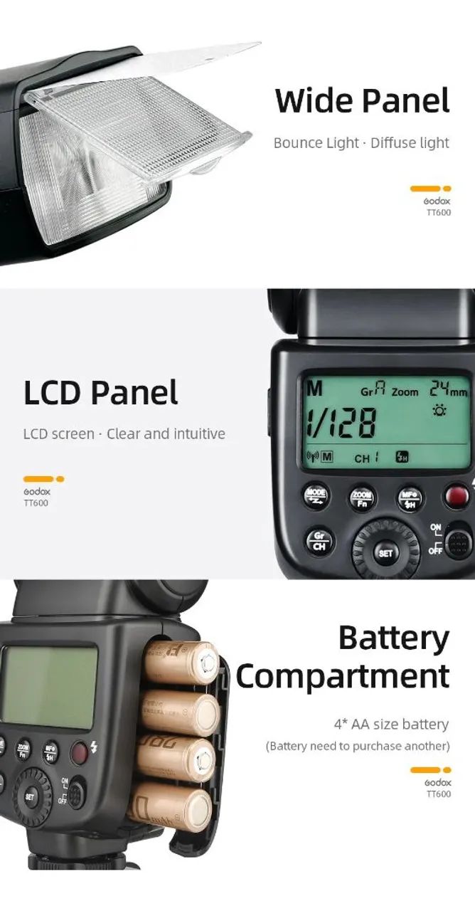 Godox Tt600 2.4g High Power Wireless Speedlite Flash - Acessórios