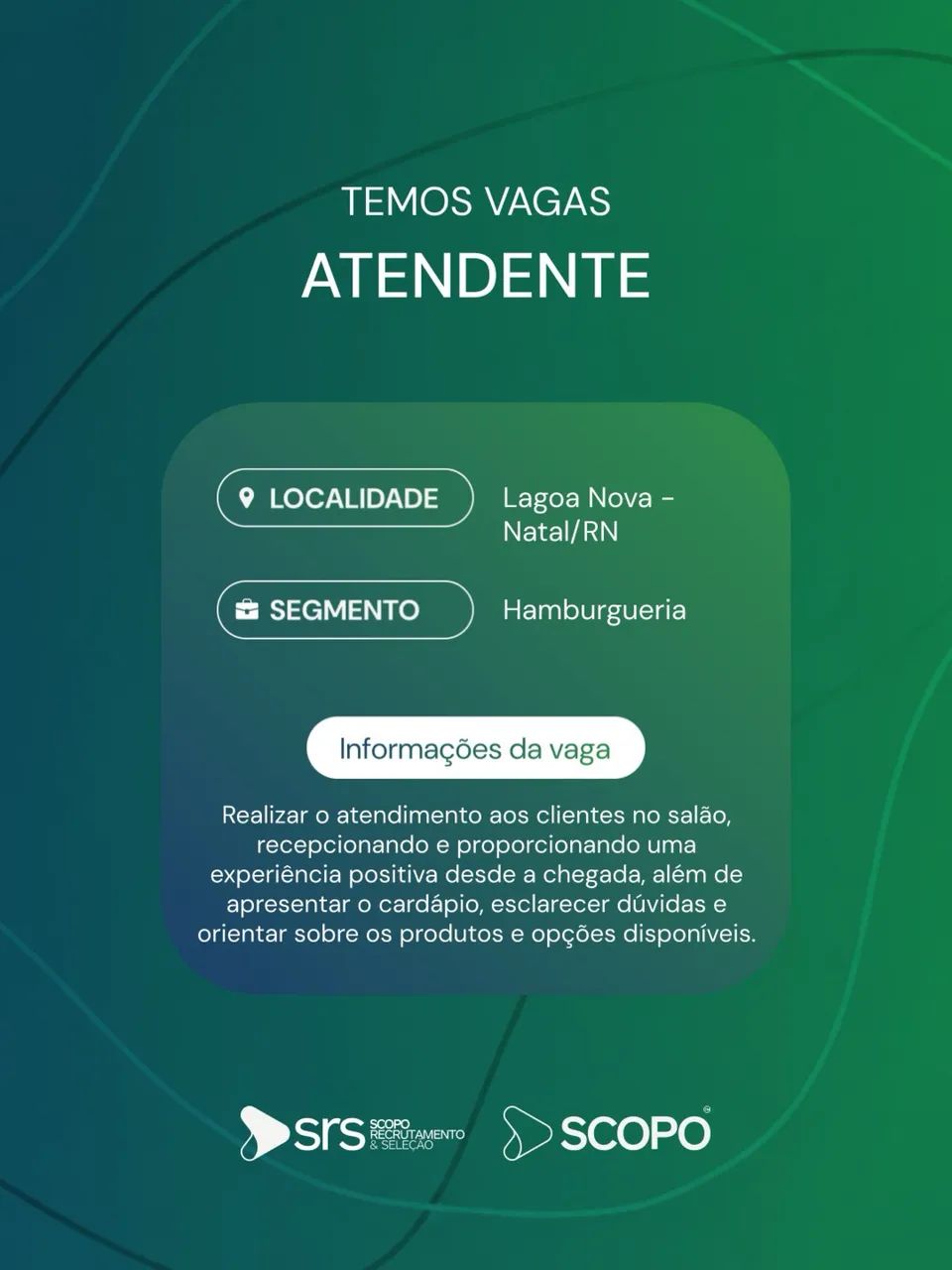 Vaga para Atendente 