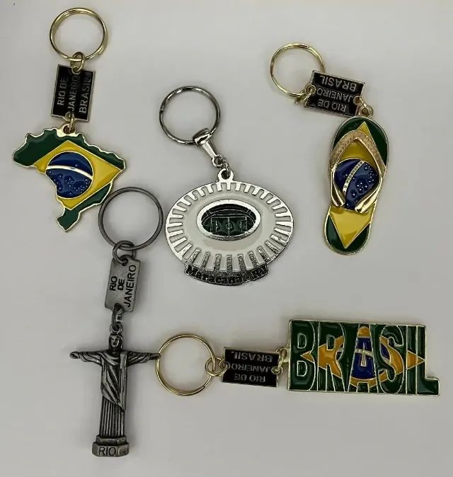 Kit 5 Chaveiros Brasil Bandeira Mapa Souvenir De Qualidade