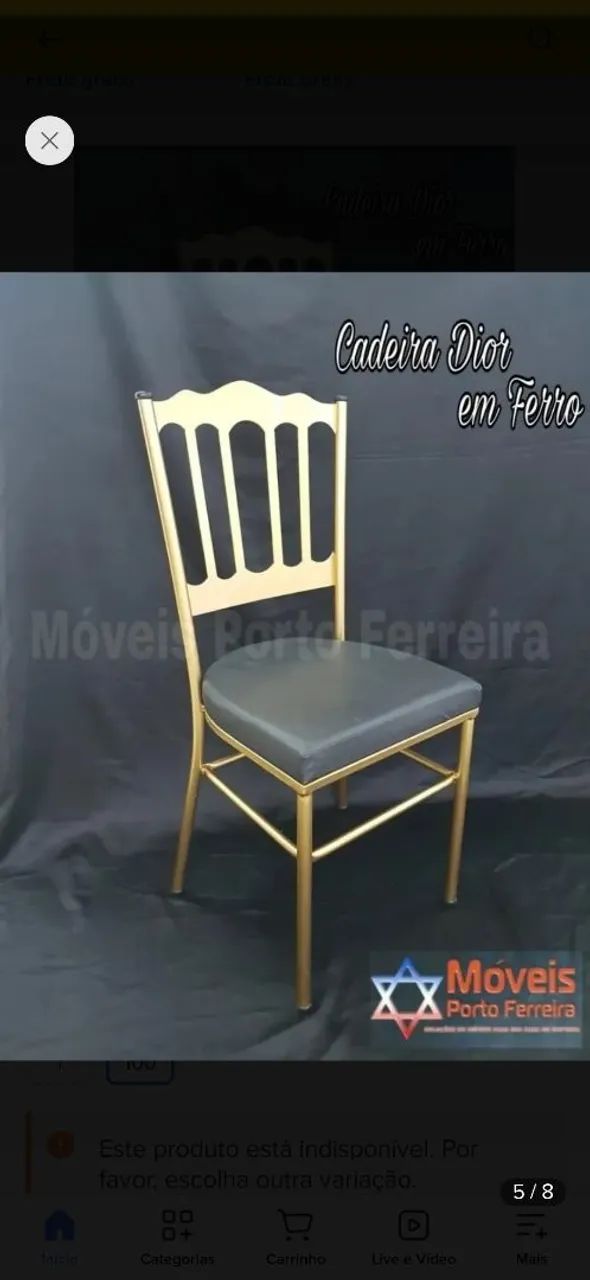 Cadeira Dior Em Ferro Dourado