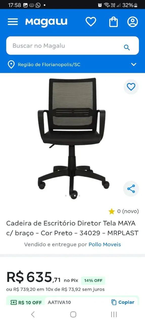 Cadeiras para Escritório - Giratoria Maya Preto - Foto 2