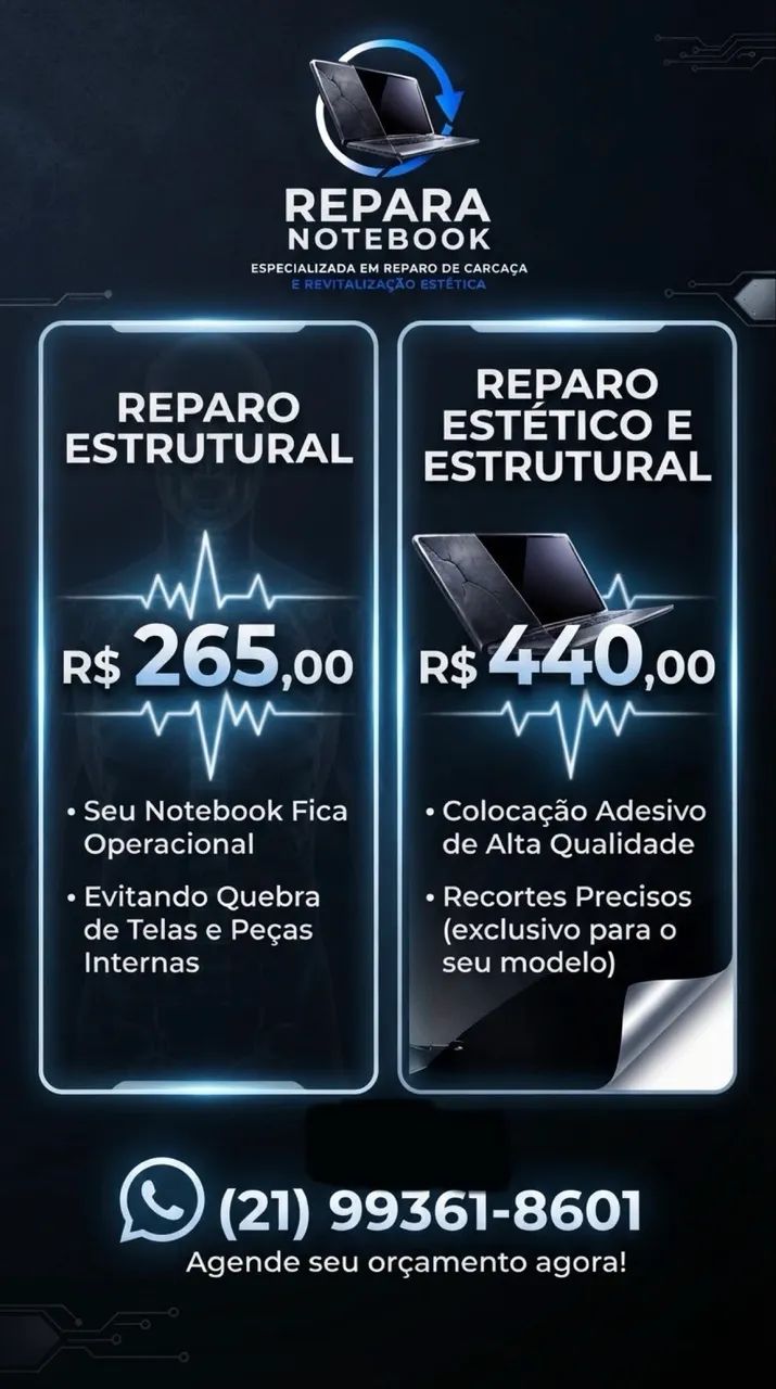 Reparo carcaça,dobradiça ne estético de notebook 