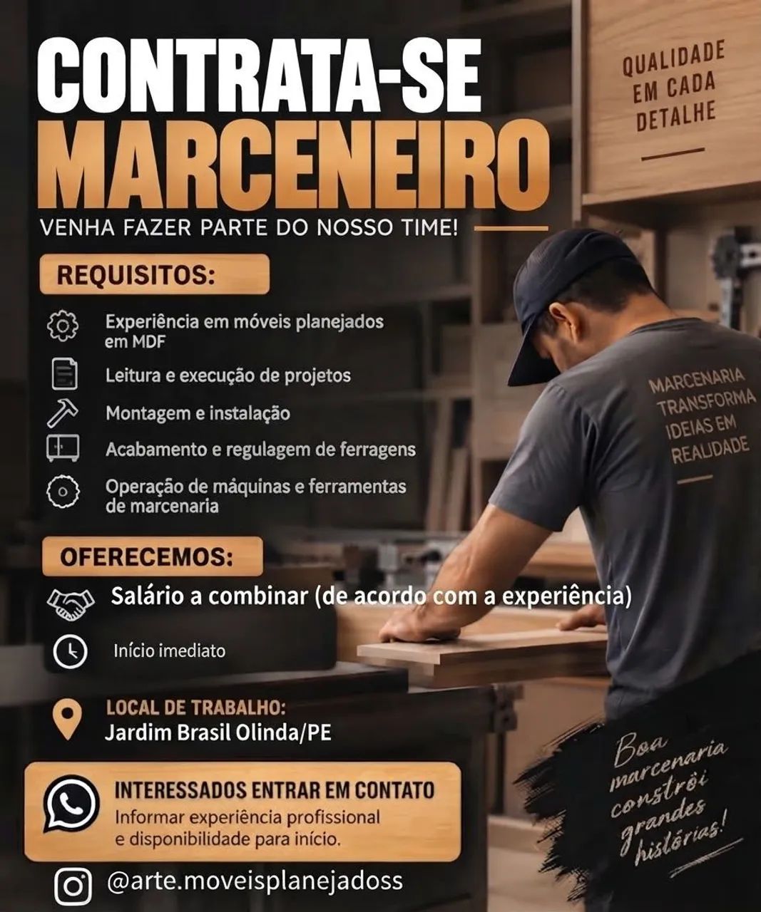 Vaga para marceneiro 