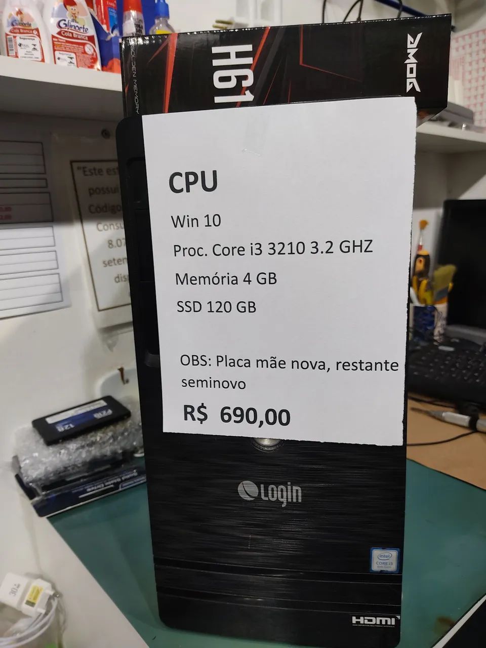CPU core i3, 4 gb, SSD 120 gb