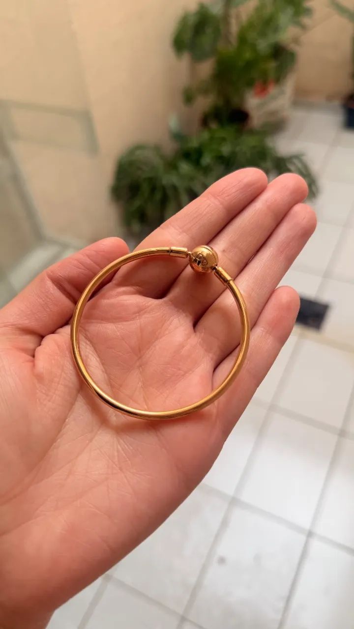 Pulseira Pandora rígida em banho ouro rose - Foto 4