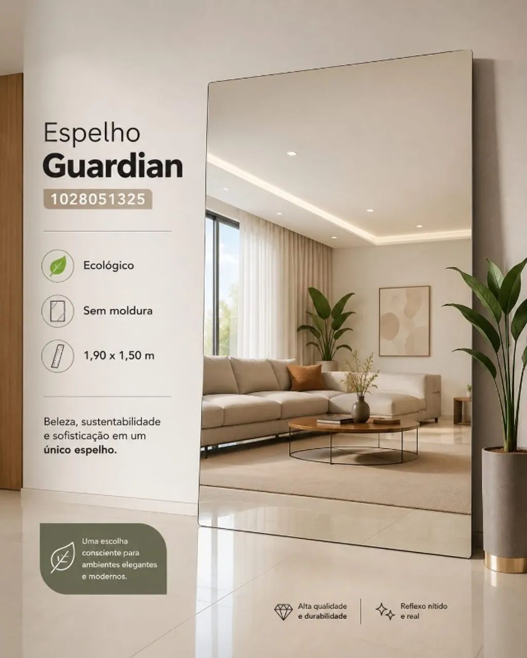 ESPELHO GUARDIAN - SEM MOLDURA - 150X190
