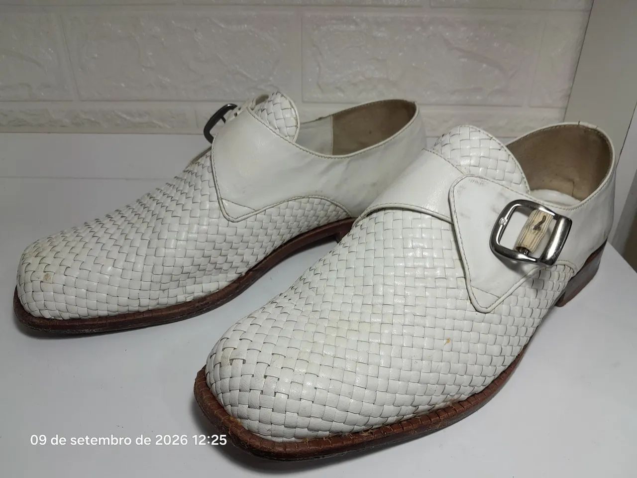 Sapato masculino couro branco usado - Foto 3