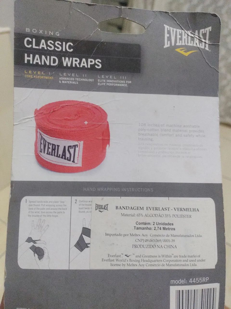 Kit Bandagem Vermelha Everlast+ Par de Luvas Brazuca Boxing 10oz - Foto 2