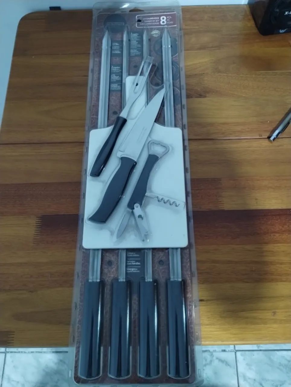 Kit Churrasco Aço Inox 8 Pçs Com Tábua - Tramontina