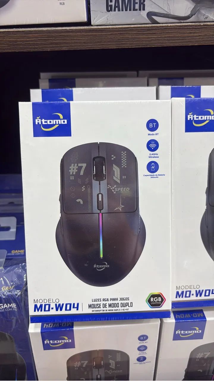 Mouse Gamer RGB sem fio - Entrega Rápida 