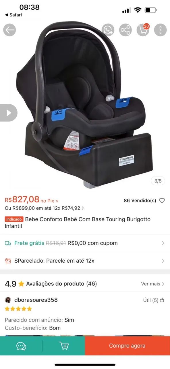 Bebe conforto com base touring burigoto  - Foto 2