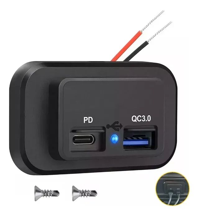 Carregador USB e Tipo C | Tomada de Energia Para carros - Foto 2