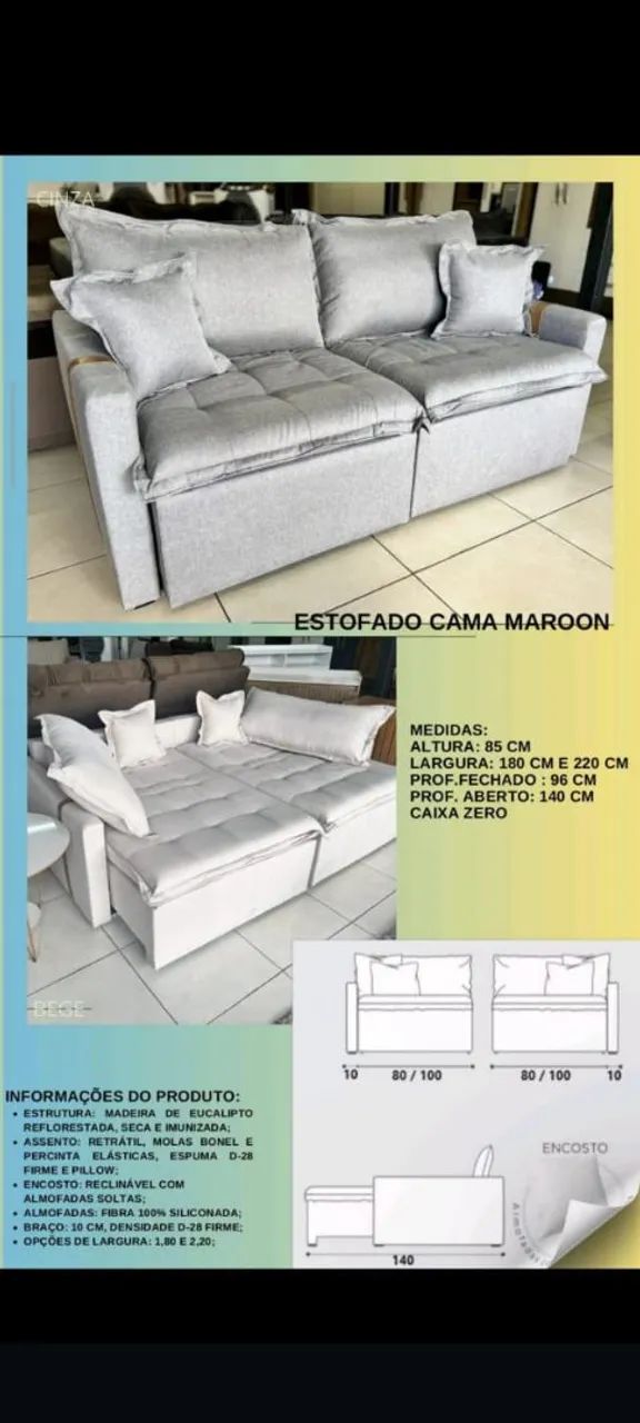 Sofá maroon 1.80m linho bege 