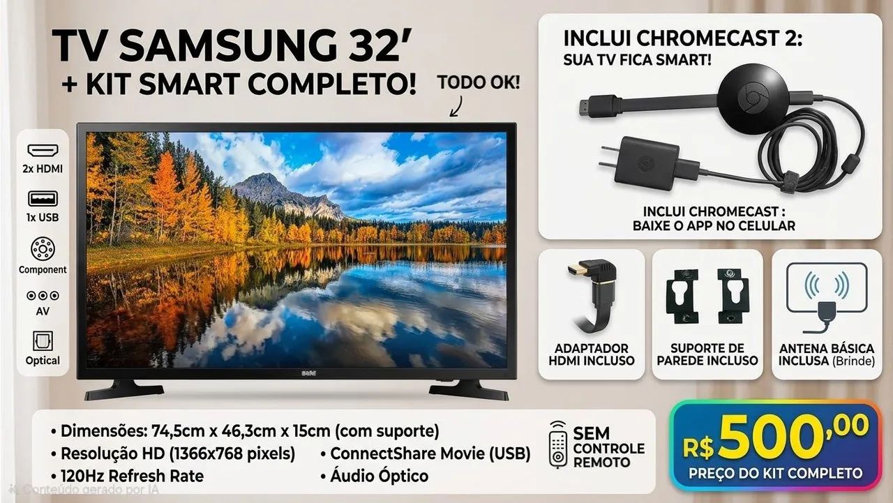 Kit Televisão Smart 