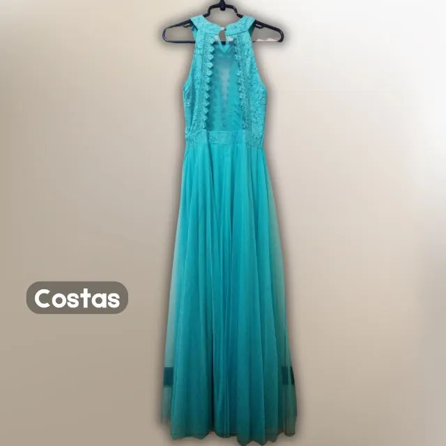 Vestido Longo Azul Celeste com Tule e Renda  - Foto 2