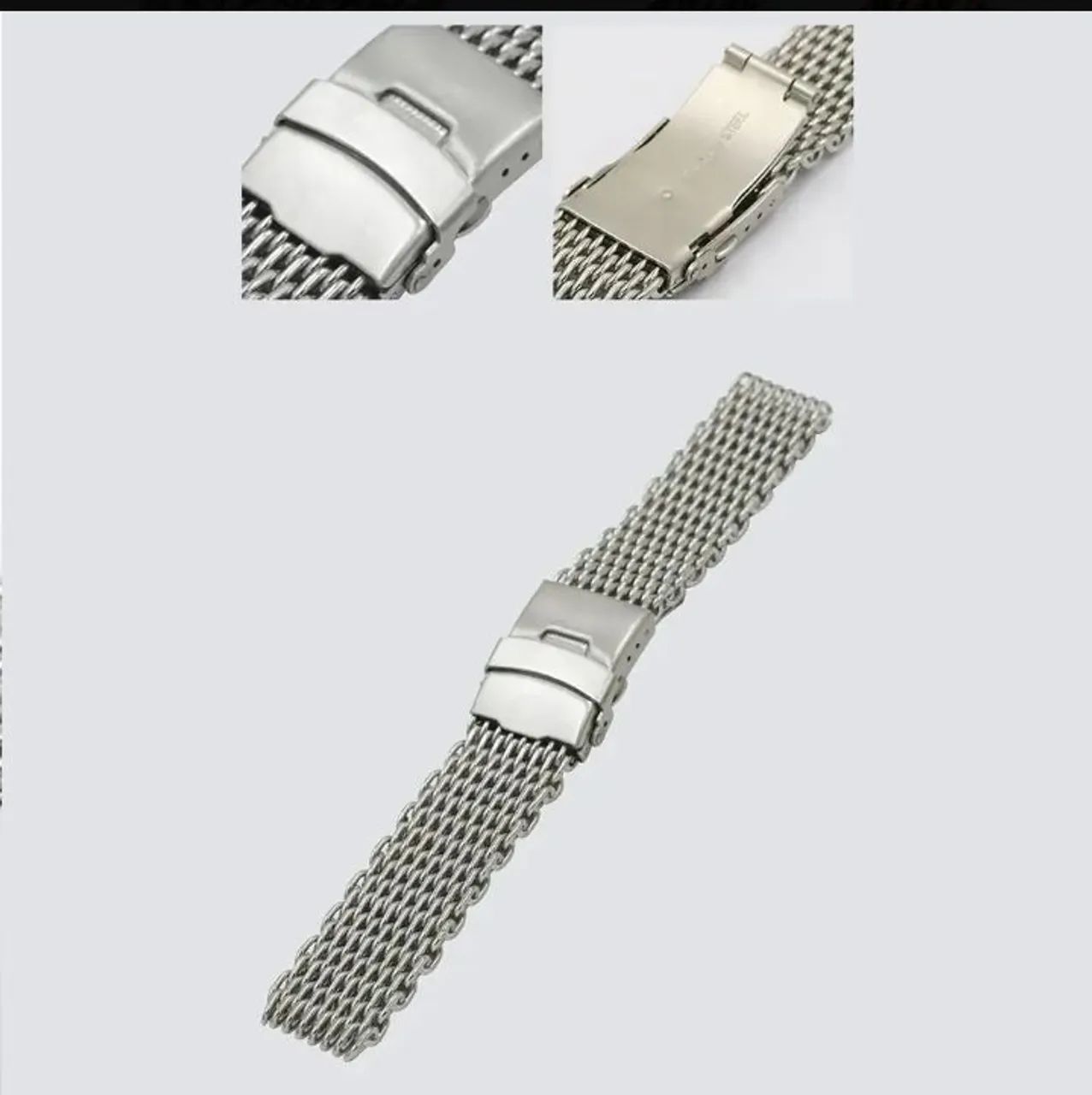 Pulseira de relógio Shark Mesh em aço inoxidável 22mm. - Foto 2