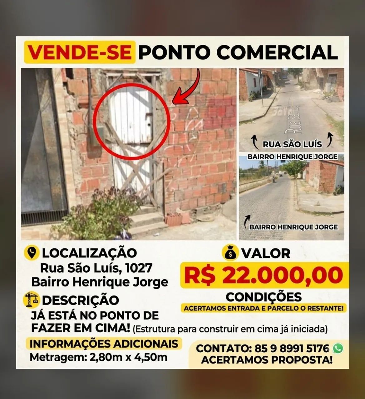 Vendo pequeno ponto comercial 