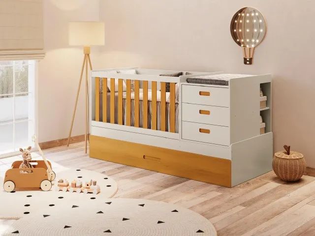 Berço 3 em 1 com Cômoda e Cama Auxiliar retrátil - Foto 4