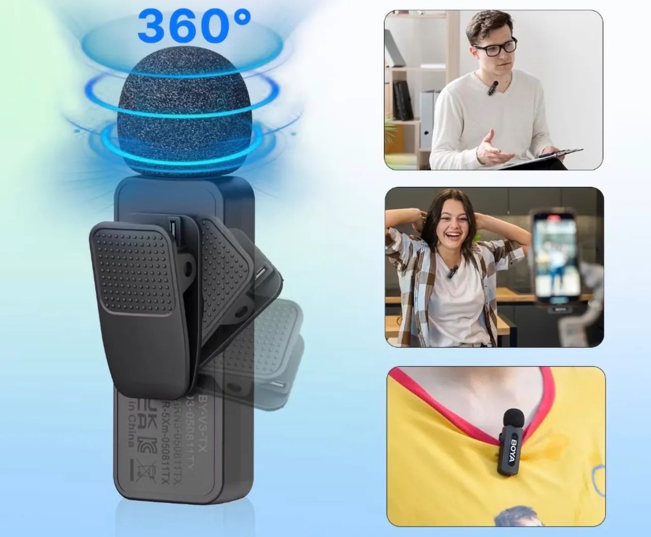 Microfone BOYA Sem Fio com cancelamento de ruído para celular BY-V1 for Lightning  - Foto 4