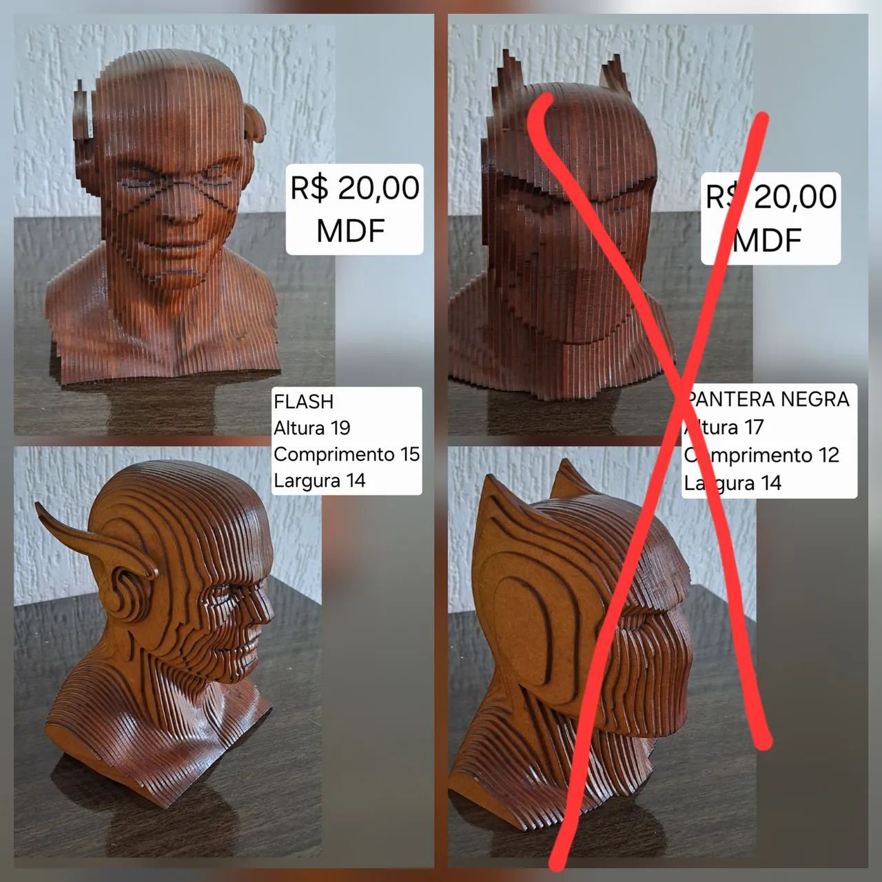 Busto 3D MDF HERÓIS MARVEL E LIGA DA JUSTIÇA  - Foto 4