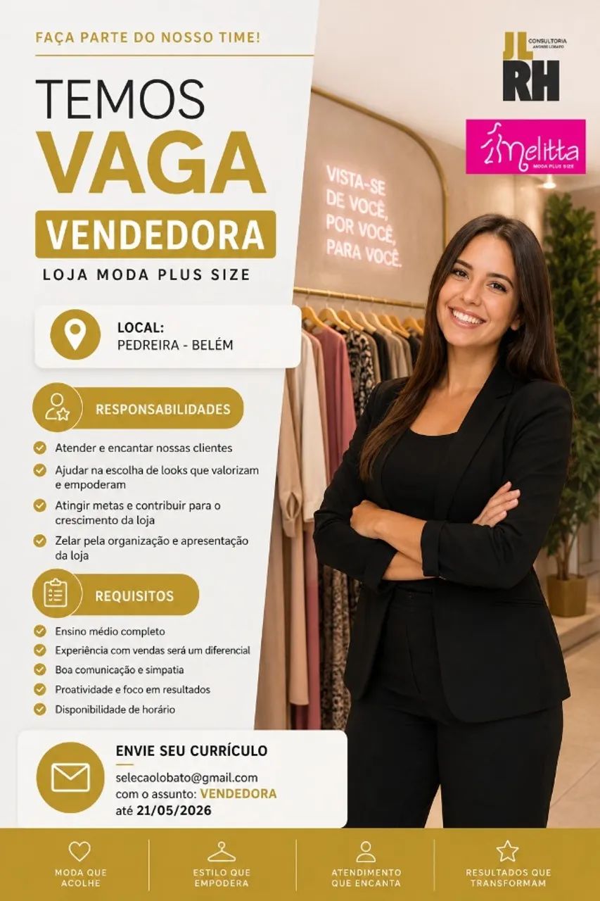Vendedora de Loja Moda Plus Size