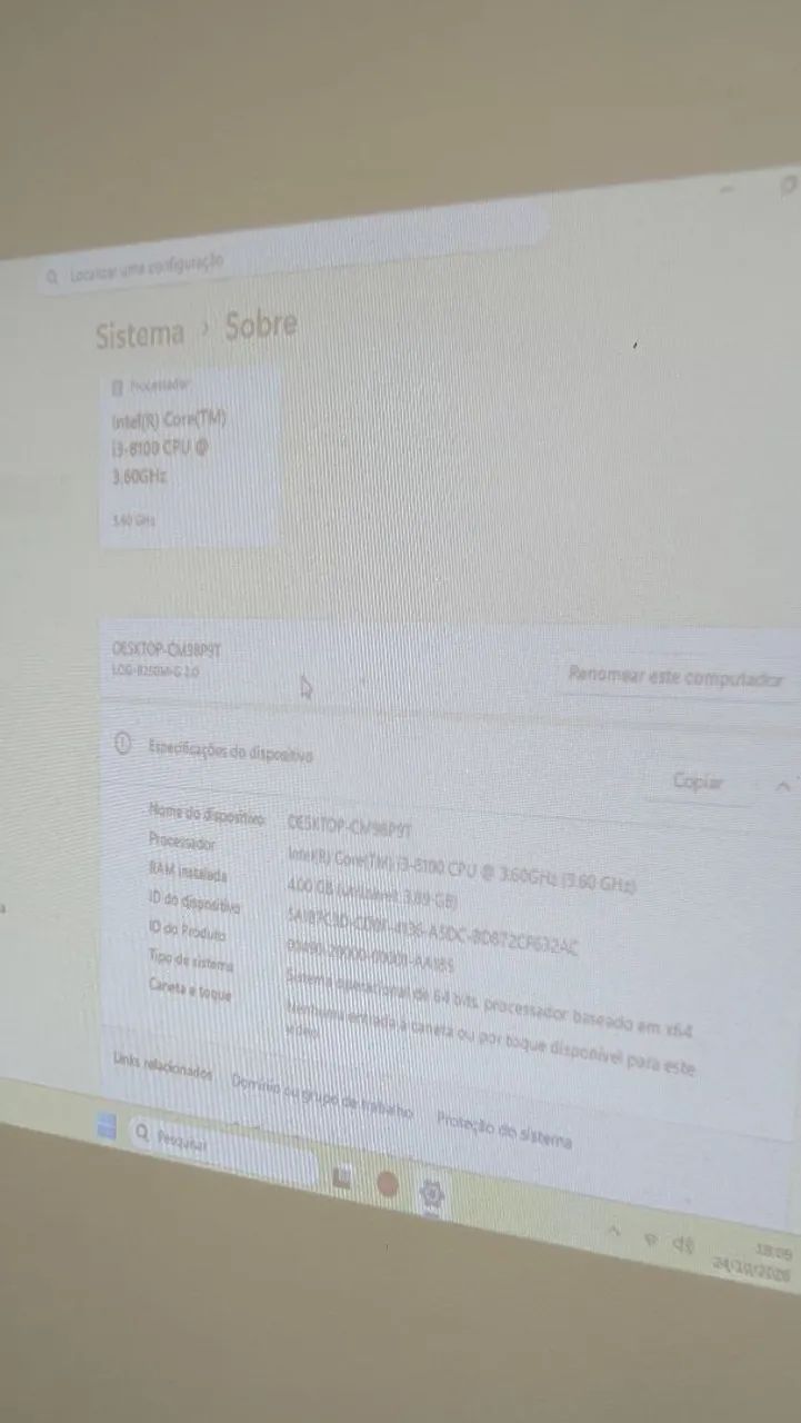 Pc desktop i3 8° geração 1151