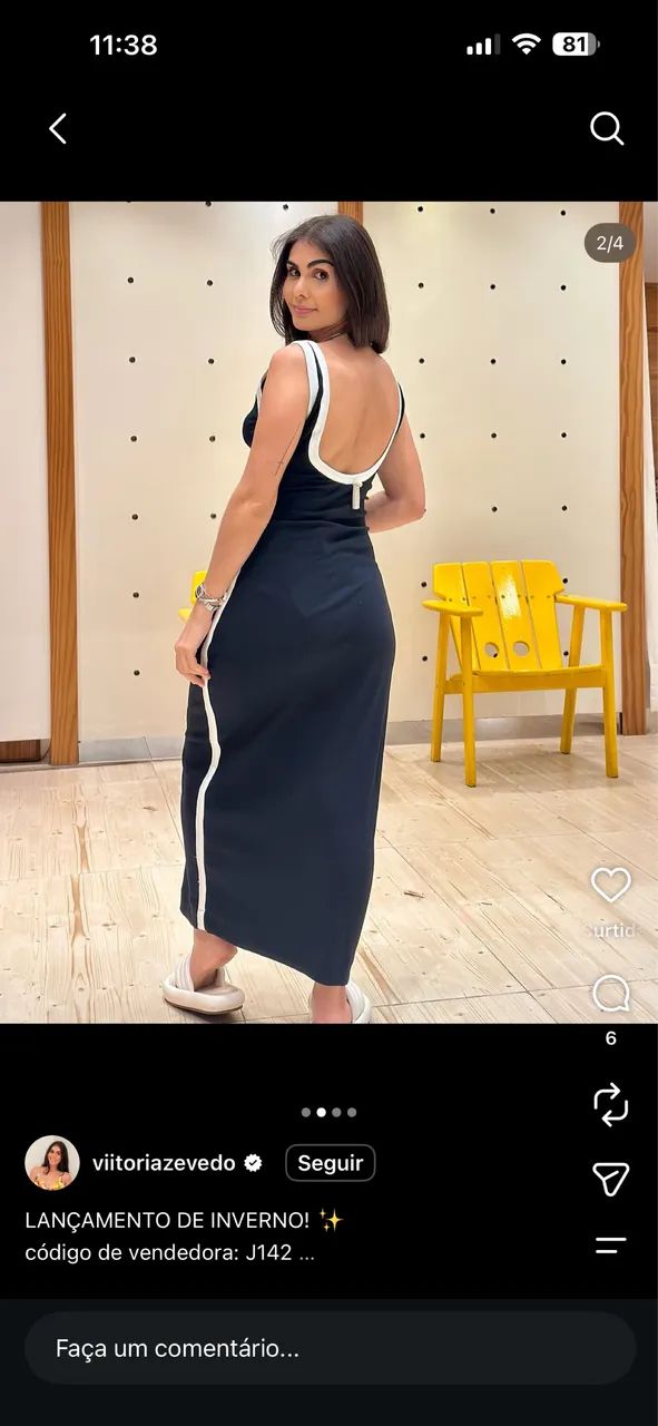 Vestido rib preto e branco farm - Foto 2