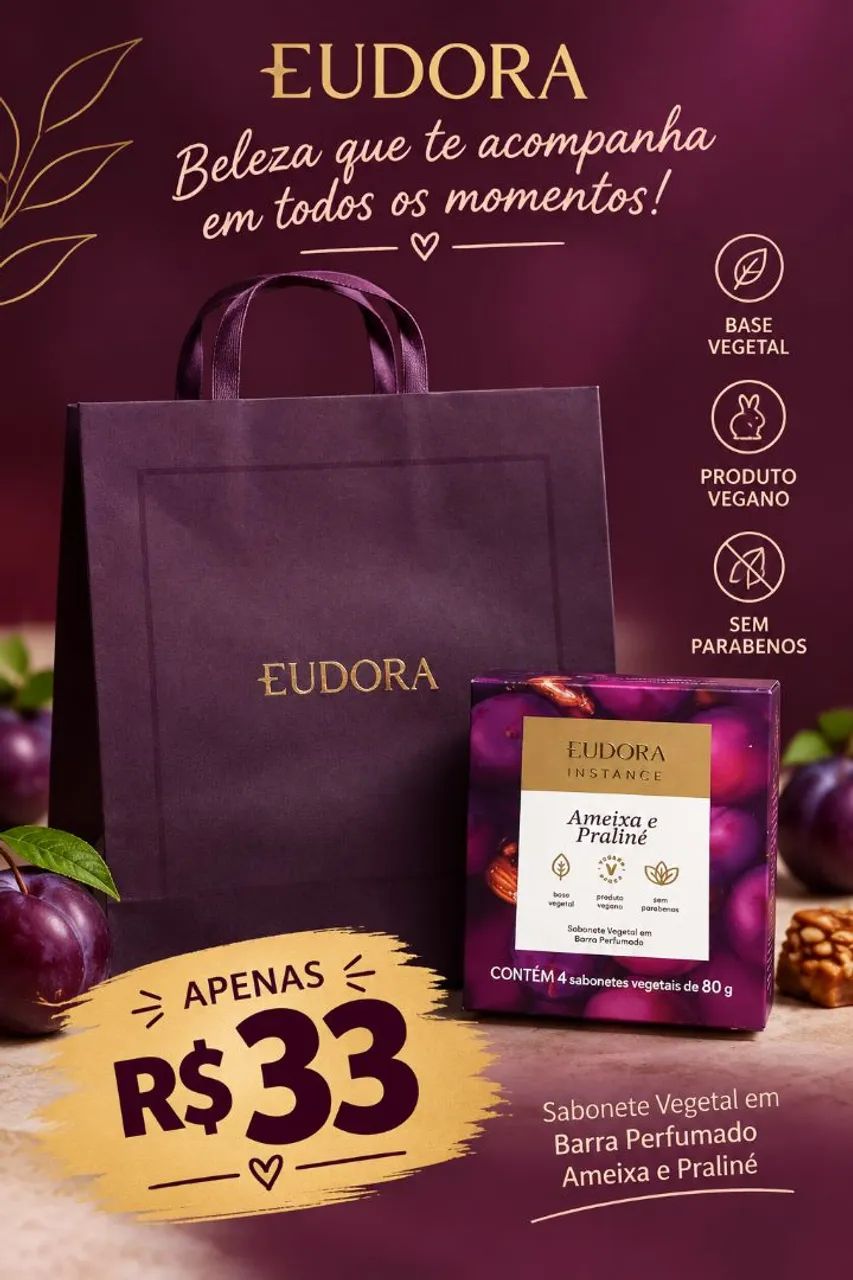 Sabonete em Barra Eudora Ameixa e Praliné 