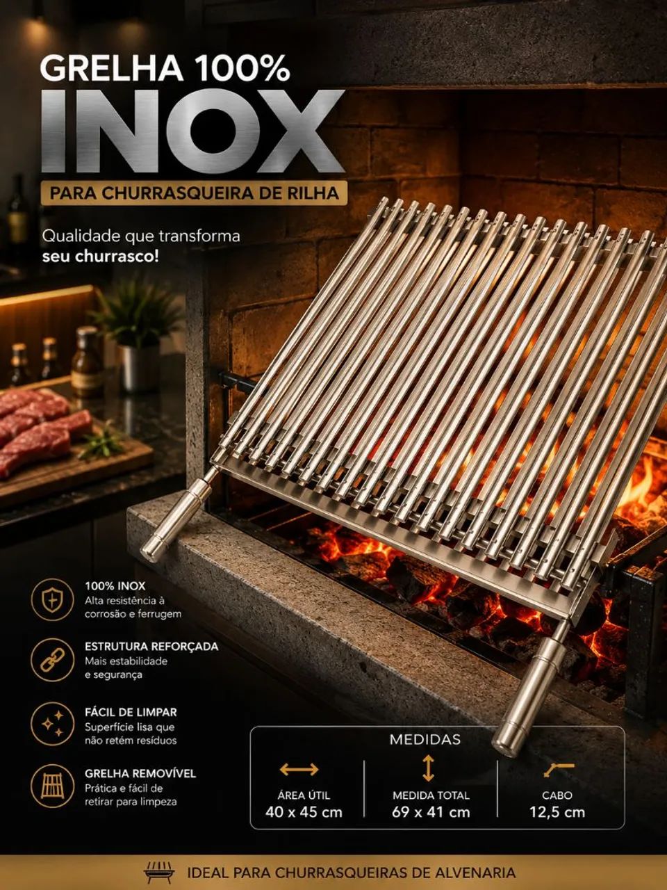 Grelha Parrilla Inox. 