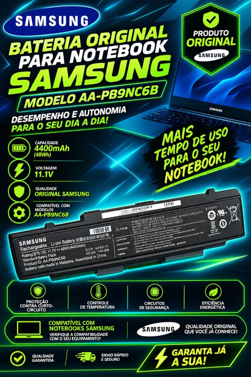 Bateria Original Para Notebook SAMSUNG Modelo AA-PB9NC6B