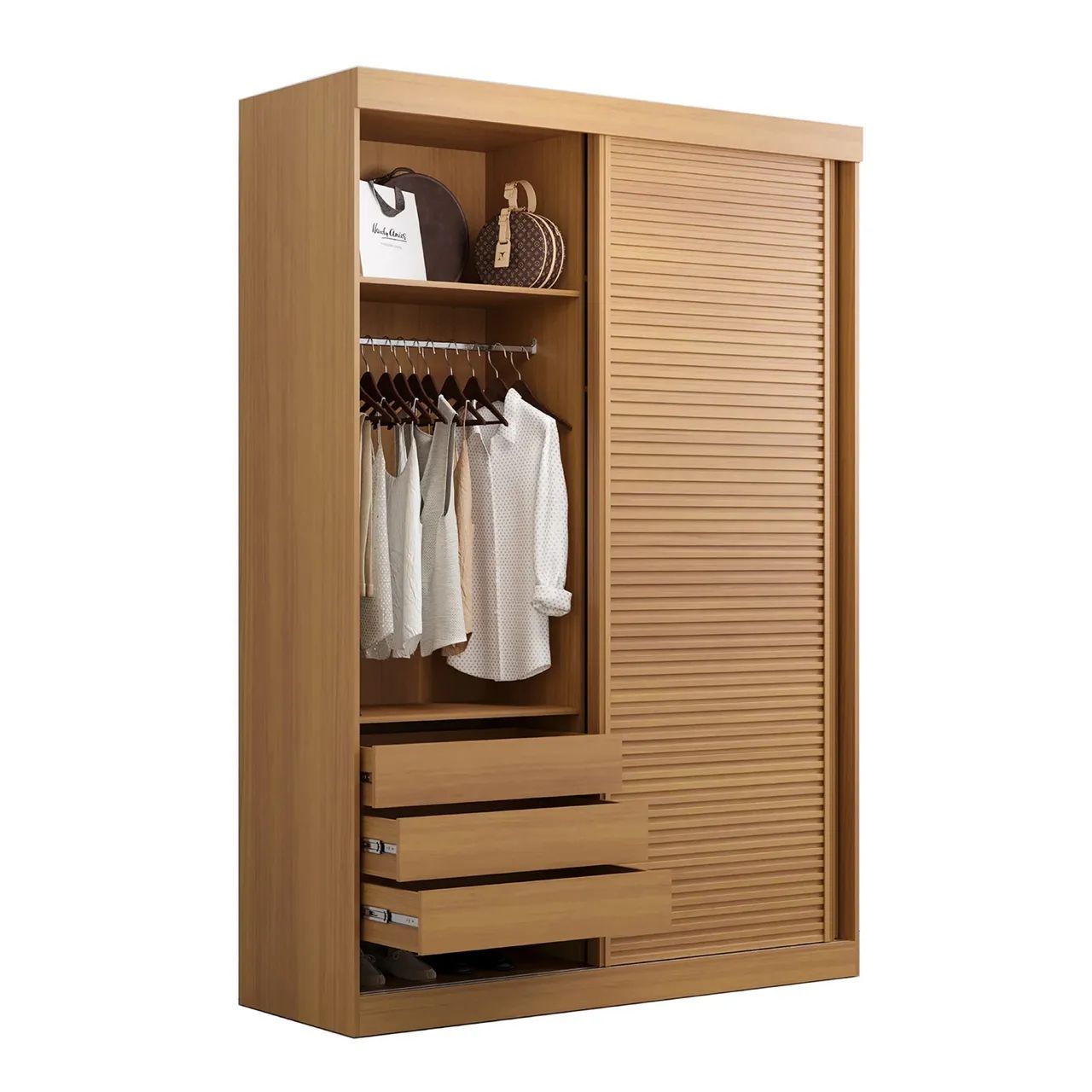 Guarda roupa , porta ripada marfim 