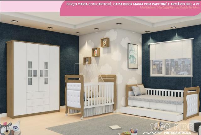 Frete Grátis * Quarto de bebê roupeiro Biel + Bibox e Berço - Maria