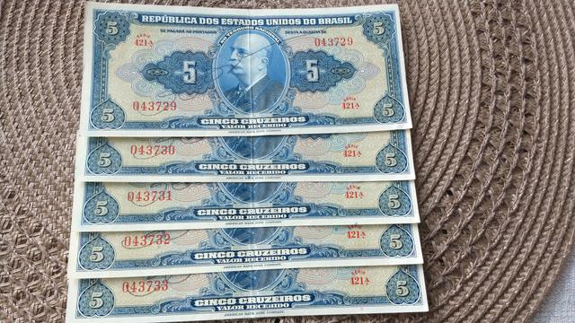 5 cédulas de cinco cruzeiros seriadas - Foto 3