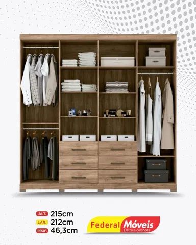 Guarda Roupa Casal 8 Portas 6 Gavetas Super Lindo Fazemos Entrega Novo - Foto 2