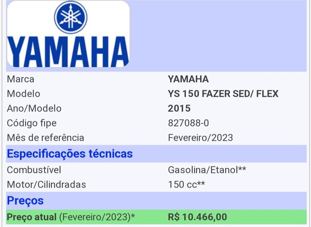 Yamaha Fazer 150 2015