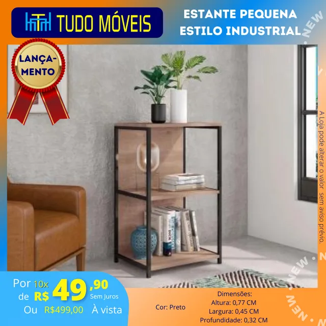 INSTA @TUDO_MOVEIS / ESTANTE PEQUENA FECHADA ESTILO INDUSTRIAL