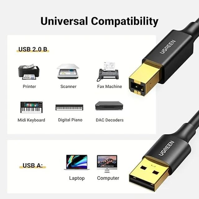 Cabo USB pra impressora - 3 Metros - Original Ugreen - Universal - Foto 4