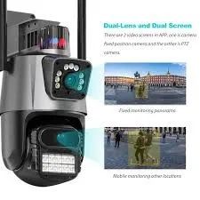 Câmera wi-fi ptz de 8mp com tela dupla, visão noturna colorida, câmera ip de segurança ext - Foto 2