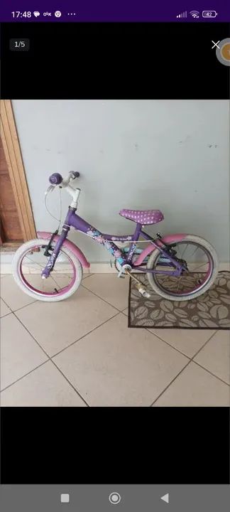 Bicicleta Infantil - Cor Rosa e Lilás