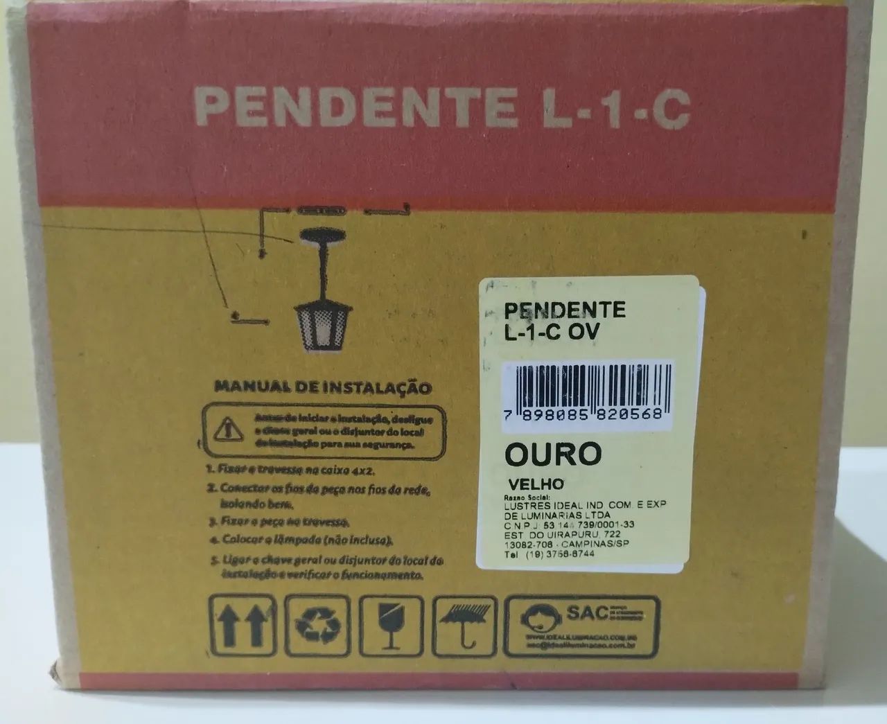 Lustre Pendente Colonial Sextavado L-1-C Ouro Velho 110V/220V - Foto 5