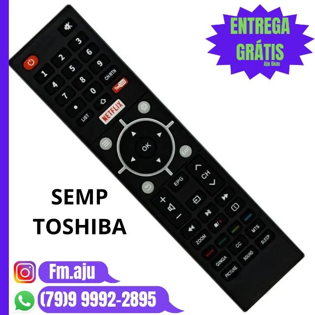 Controle remoto Smart Semp Toshiba - Novo / Entrega Grátis 8km/ Garantia